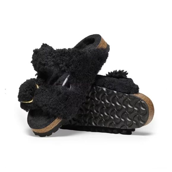 Birkenstock Shoes - Birkenstock Arizona Big Buckle Shearling in Black Gold Size 39 US 8 Narrow Fit